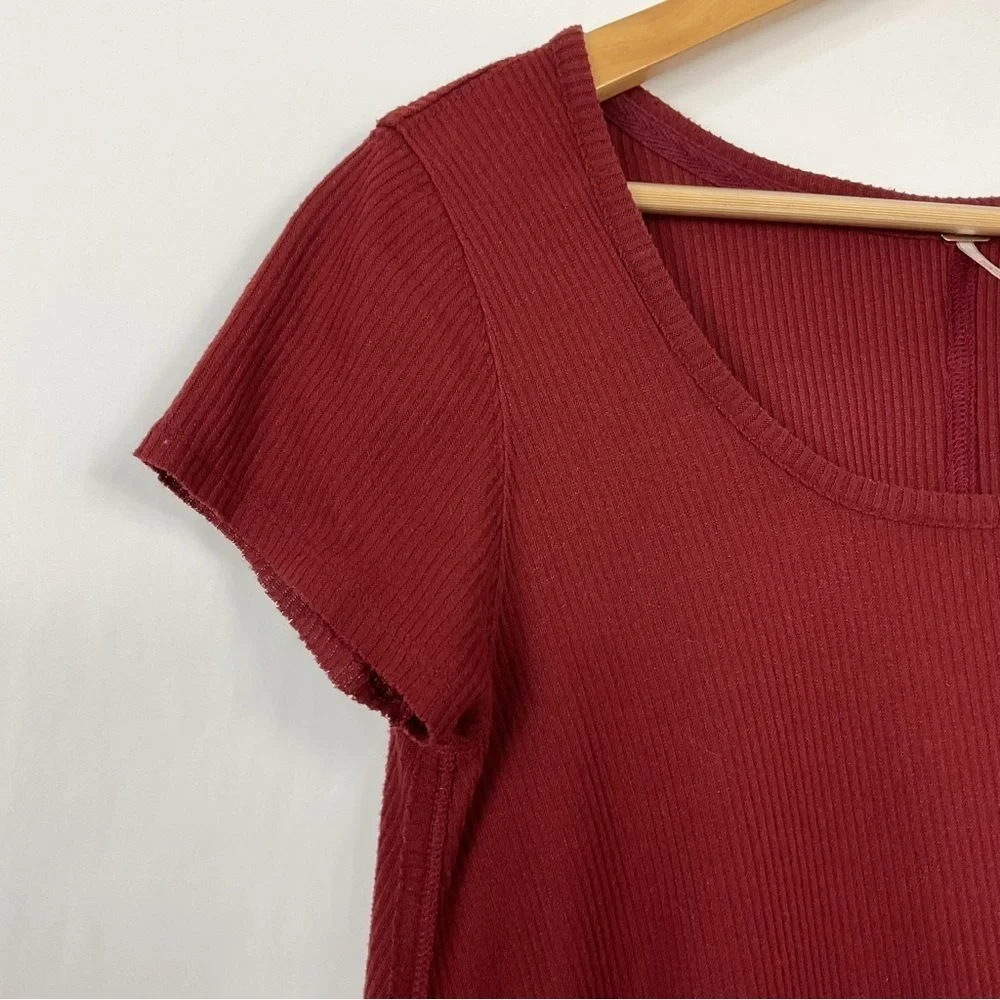 Free People Ribbed Short Sleeve Flowy‎ Tunic Top Size XS